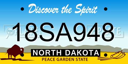 18SA948 North Dakota License Plate
