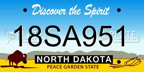 18SA951 North Dakota License Plate