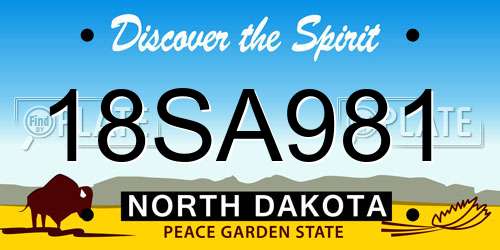 18SA981 North Dakota License Plate