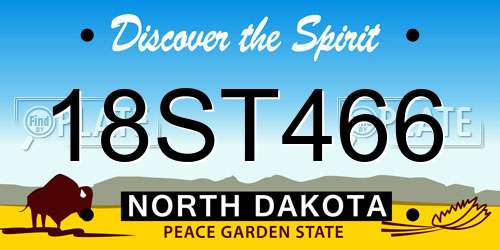 18ST466 North Dakota License Plate