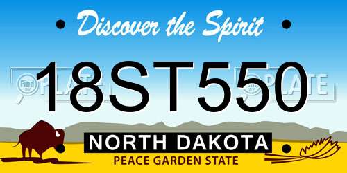 18ST550 North Dakota License Plate