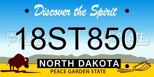 18ST850 North Dakota License Plate