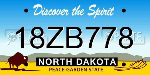 18ZB778 North Dakota License Plate