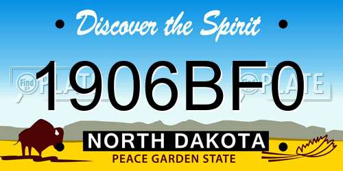1906BF0 North Dakota License Plate