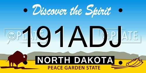191ADJ North Dakota License Plate
