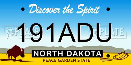191ADU North Dakota License Plate
