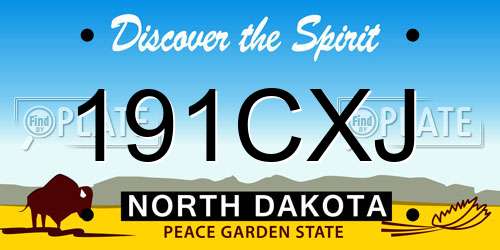 191CXJ North Dakota License Plate