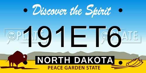 191ET6 North Dakota License Plate