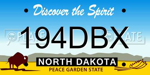 194DBX North Dakota License Plate