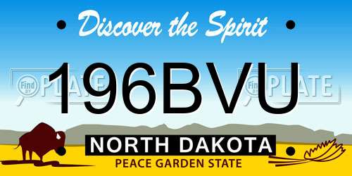 196BVU North Dakota License Plate