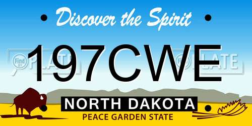 197CWE North Dakota License Plate