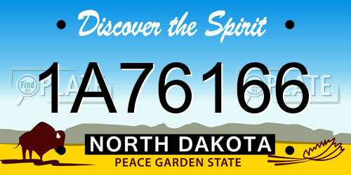 1A76166 North Dakota License Plate