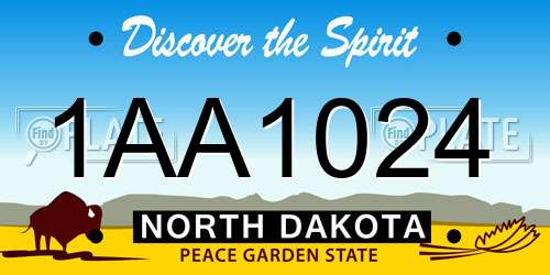 1AA1024 North Dakota License Plate