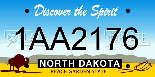 1AA2176 North Dakota License Plate