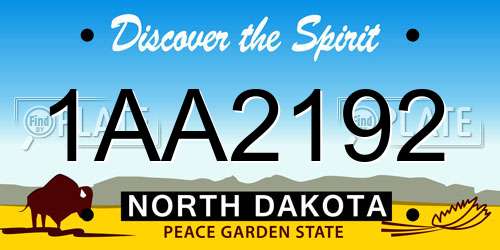 1AA2192 North Dakota License Plate