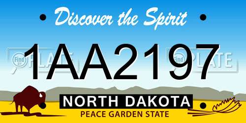 1AA2197 North Dakota License Plate