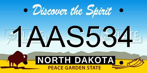 1AAS534 North Dakota License Plate