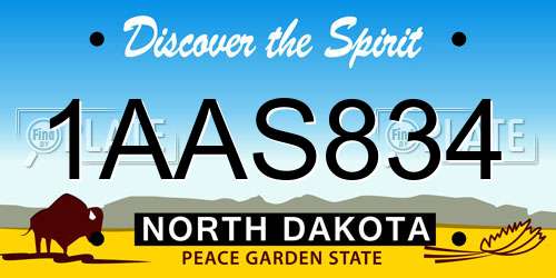 1AAS834 North Dakota License Plate