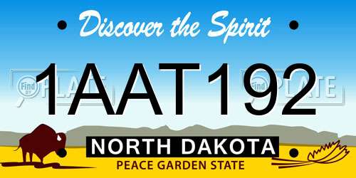 1AAT192 North Dakota License Plate