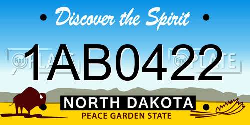 1AB0422 North Dakota License Plate