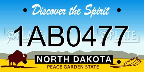 1AB0477 North Dakota License Plate