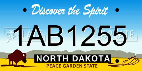 1AB1255 North Dakota License Plate