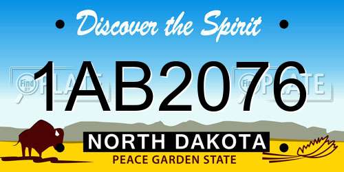 1AB2076 North Dakota License Plate