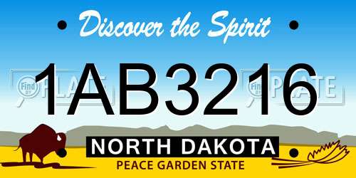 1AB3216 North Dakota License Plate