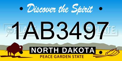 1AB3497 North Dakota License Plate