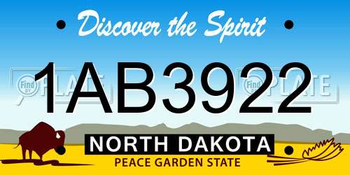 1AB3922 North Dakota License Plate