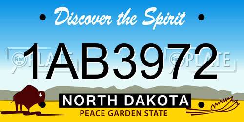 1AB3972 North Dakota License Plate