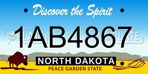 1AB4867 North Dakota License Plate