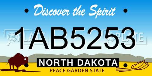 1AB5253 North Dakota License Plate