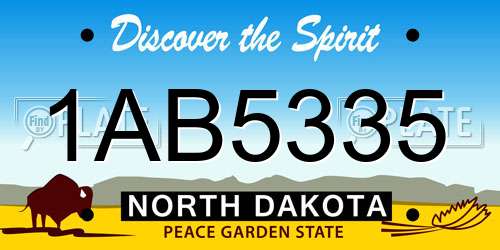 1AB5335 North Dakota License Plate