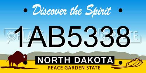 1AB5338 North Dakota License Plate