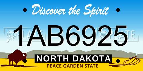 1AB6925 North Dakota License Plate