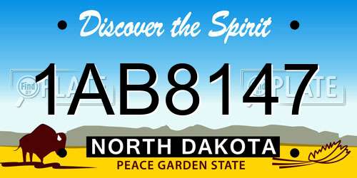 1AB8147 North Dakota License Plate