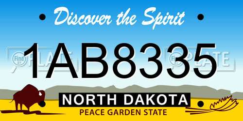 1AB8335 North Dakota License Plate