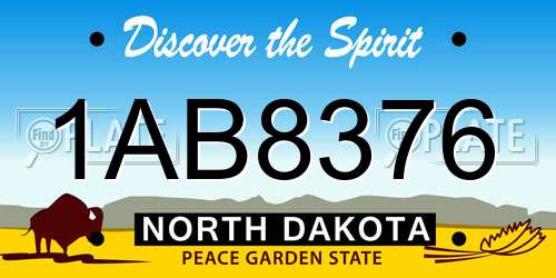 1AB8376 North Dakota License Plate