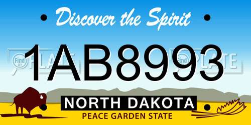 1AB8993 North Dakota License Plate