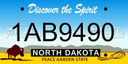 1AB9490 North Dakota License Plate