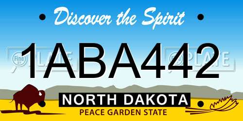 1ABA442 North Dakota License Plate