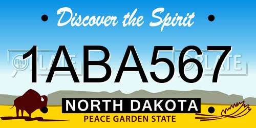 1ABA567 North Dakota License Plate