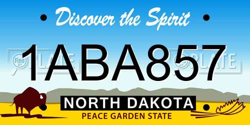 1ABA857 North Dakota License Plate