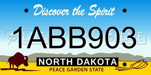 1ABB903 North Dakota License Plate