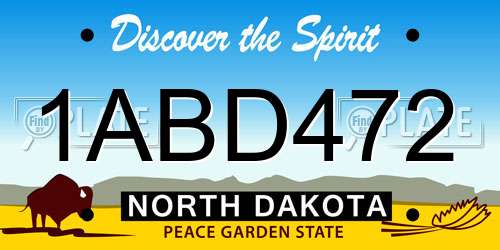 1ABD472 North Dakota License Plate