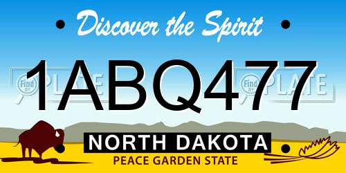 1ABQ477 North Dakota License Plate