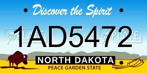 1AD5472 North Dakota License Plate