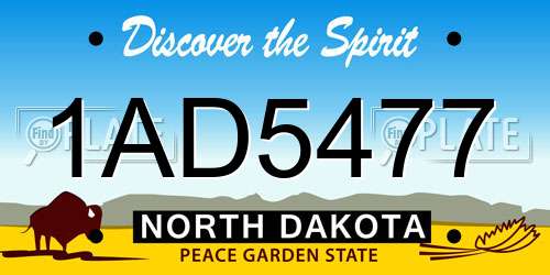 1AD5477 North Dakota License Plate