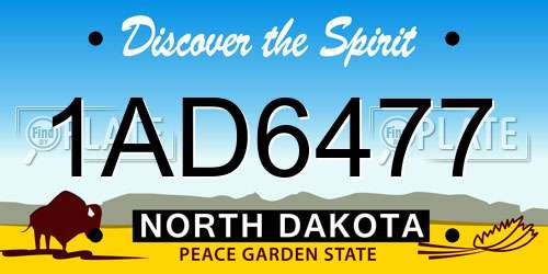 1AD6477 North Dakota License Plate
